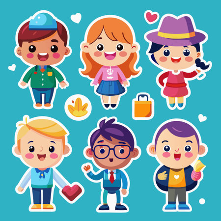 Cute cartoon characters wearing different outfits.のイラスト素材