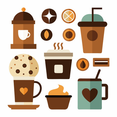 Collection of Coffee and Tea Icons.のイラスト素材