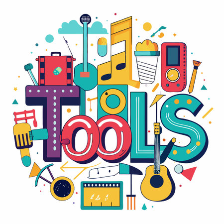 Colorful tools for music creation and production.のイラスト素材