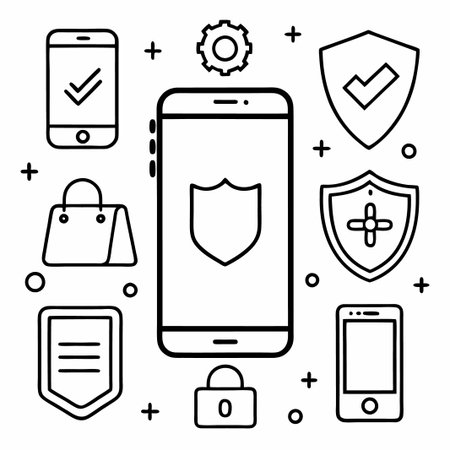 Mobile phone security concept with icons.のイラスト素材