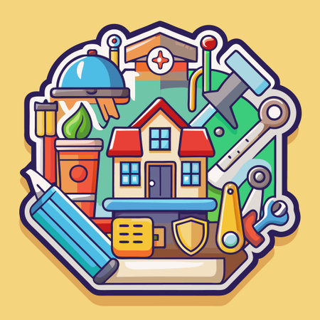 Colorful Illustration of Home Protection.のイラスト素材