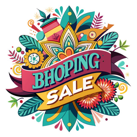 Colorful floral design with "Shopping Sale" text.のイラスト素材