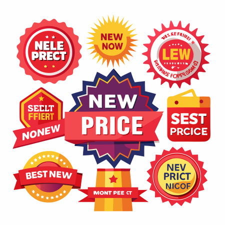 Colorful cartoon sale tags and badges.のイラスト素材