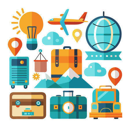 Flat design illustration of travel icons.のイラスト素材