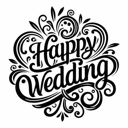 Ornate decorative wedding graphic with swirls.のイラスト素材