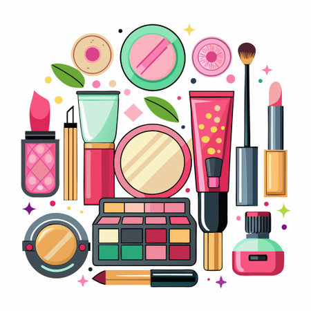Colorful Makeup Collection for Beauty and Fashion.のイラスト素材