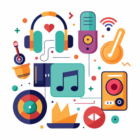 Colorful abstract illustration of music and sound.のイラスト素材