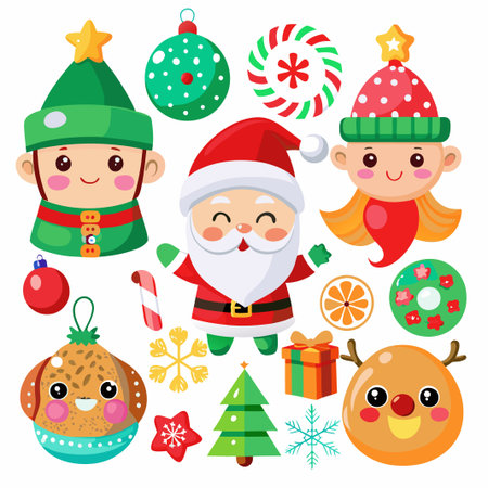 Christmas Characters and Decorations.のイラスト素材