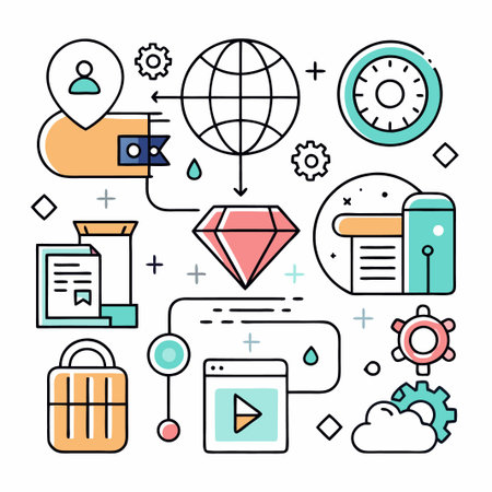 Global business strategy with customer focus and innovation for success.のイラスト素材