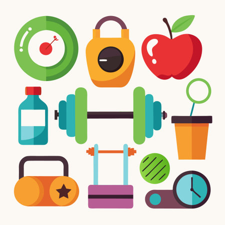 Colorful Fitness Icons Set.のイラスト素材