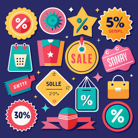 Colorful Sale and Discount Icons.のイラスト素材