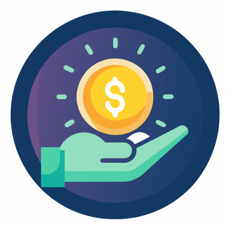 A hand with a dollar coin on top.のイラスト素材