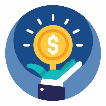 A hand reaching up to a glowing dollar coin, symbolizing financial success and opportunity.のイラスト素材