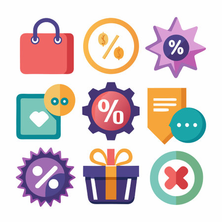Set of colorful icons for sales and discounts.のイラスト素材
