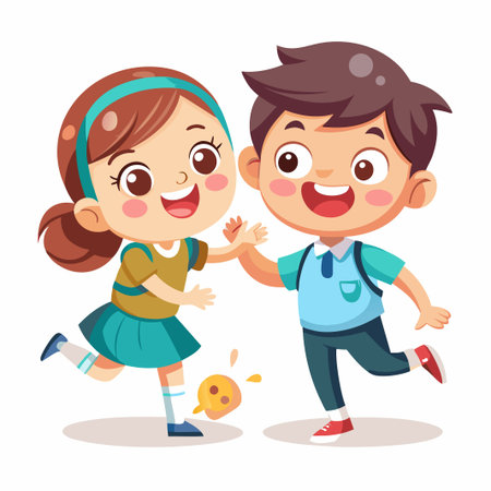 Happy kids playing together.のイラスト素材