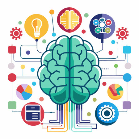 Artificial ai brain icon. Ai machine digital robot hand drawn doodle line icon