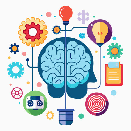 Artificial ai brain icon. Ai machine digital robot hand drawn doodle line icon