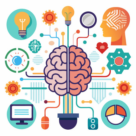 Artificial ai brain icon. Ai machine digital robot hand drawn doodle line icon