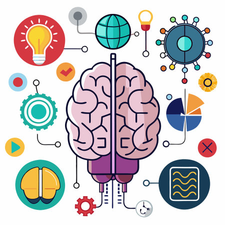 Artificial ai brain icon. Ai machine digital robot hand drawn doodle line icon