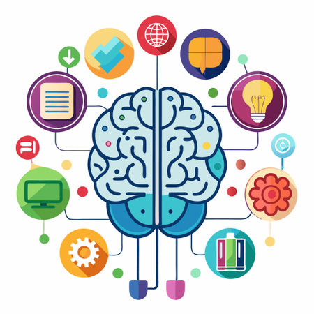Artificial ai brain icon. Ai machine digital robot hand drawn doodle line icon