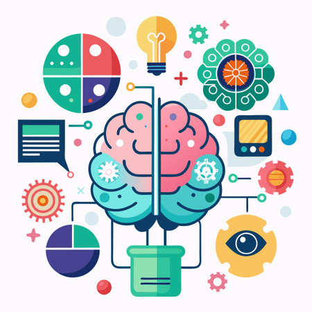 Artificial ai brain icon. Ai machine digital robot hand drawn doodle line icon