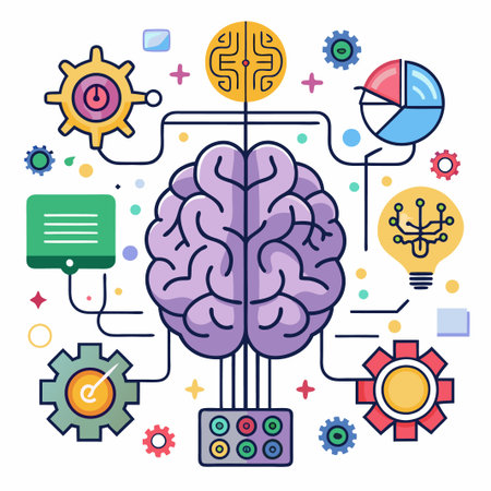 Artificial ai brain icon. Ai machine digital robot hand drawn doodle line icon