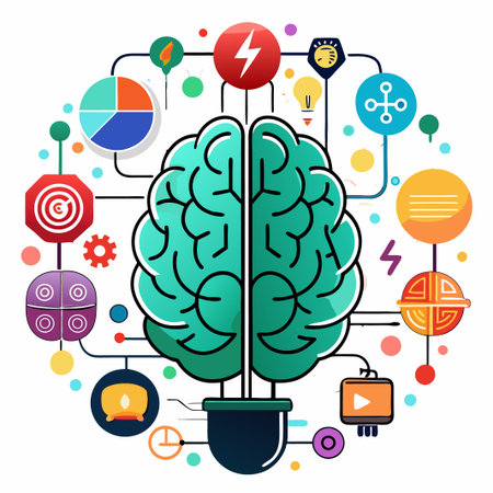 Artificial ai brain icon. Ai machine digital robot hand drawn doodle line icon