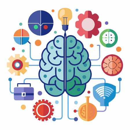 Artificial ai brain icon. Ai machine digital robot hand drawn doodle line icon