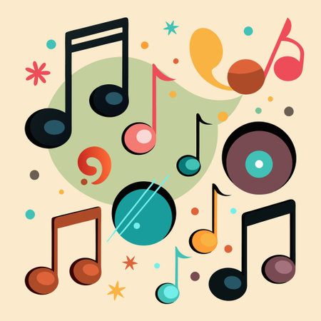 Cute music notes icons set vector, black notes symbol, music notes symbolのイラスト素材