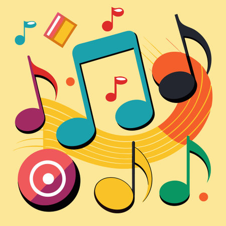 Cute music notes icons set vector, black notes symbol, music notes symbolのイラスト素材