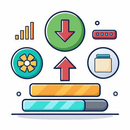 Loading icon set. Load sign on white background. Download, Upload. Vector.