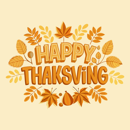 Typography letter Happy Thanksgiving Day template backgroundのイラスト素材