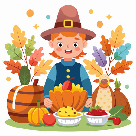 Happy Thanksgiving Day. thanks giving celebration. Happy Thanksgiving backgroundのイラスト素材