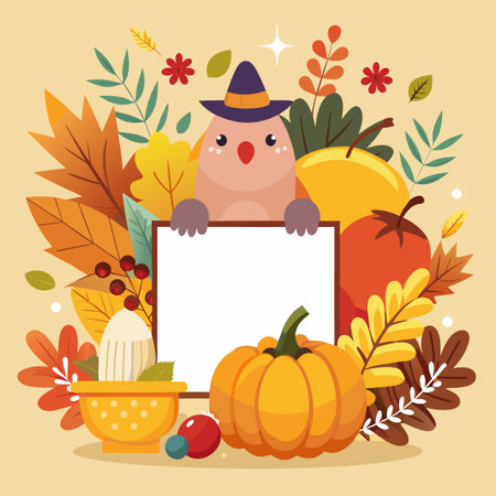 Autumn, Fall, Thanksgiving day trendy backgrounds with beautiful leavesのイラスト素材