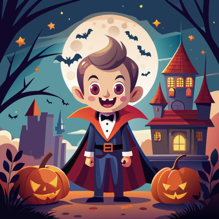 Black and orange graphics with pumpkins, old trees and a  that are associated with the hallowenのイラスト素材