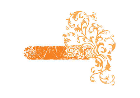 Vector. Orange grunge floral frameのイラスト素材