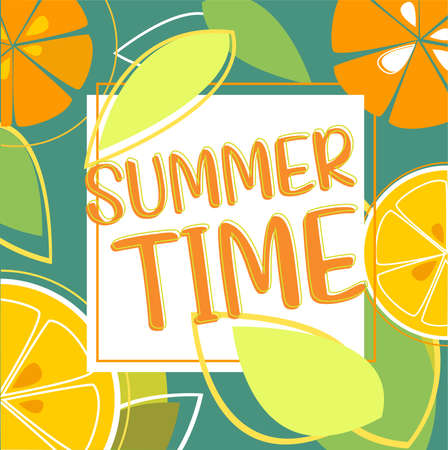 Orange Summer Time poster backgroundのイラスト素材