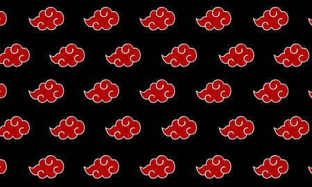 Abstract seamless red cloud pattern on black background. Great for print, fashion, clothing, fabric,...