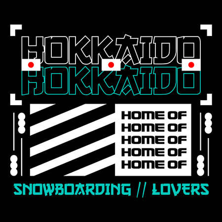 Japanese style streetwear design with text "Hokkaido". Great for print, poster, flyer, or t-shirt design.のイラスト素材