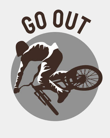 Silhouette of a cyclist. Custom biker t-shirt design.のイラスト素材