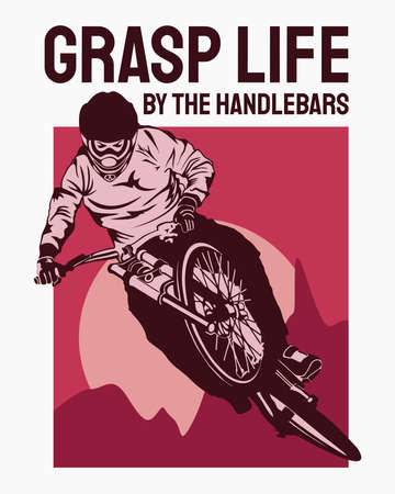 Poster with a person riding a bikeのイラスト素材