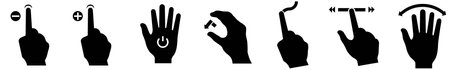 Vector illustration of fingers pressing and sliding buttonsのイラスト素材