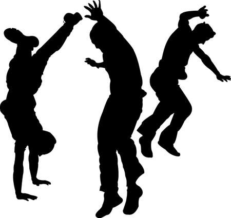 profiles of young men practicing an extreme sportのイラスト素材
