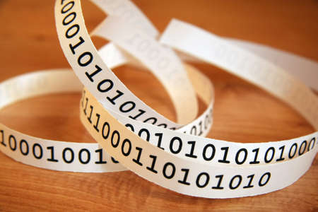 binary code on white ribbon