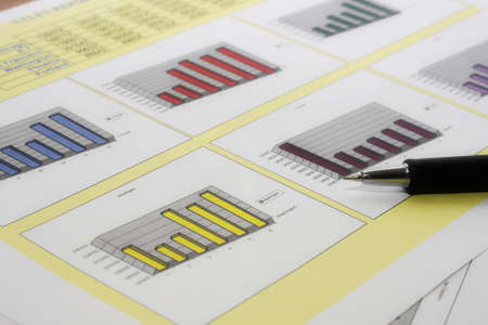 Colorful sales charts with pen の写真素材