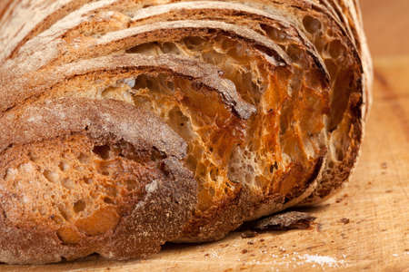 Sliced â€‹â€‹bread on a wooden board