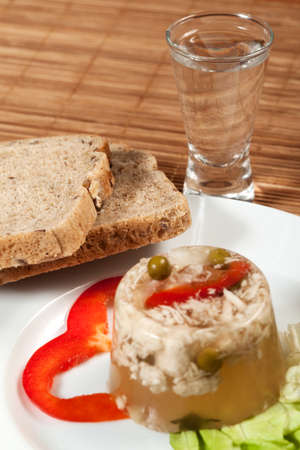 Chicken and vegetables aspic .の写真素材
