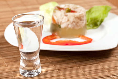 Chicken and vegetables aspic .