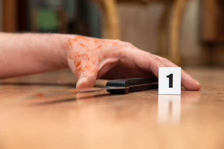 Traces of forensic science at the scene.の写真素材