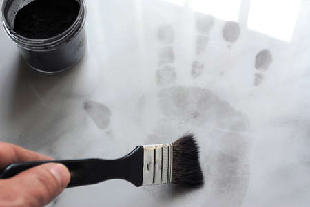 View of a fingerprint revealed by printing.の写真素材